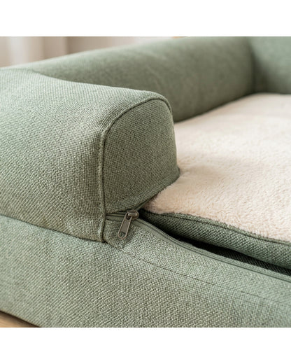 Fznex Large Three-Sided Bolster Dog Bed 105 x 75 cm Sage - Detail view