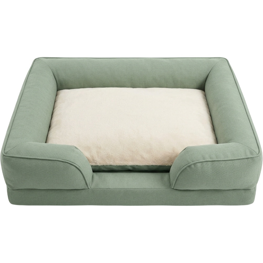 Fznex Large Three-Sided Bolster Dog Bed 105 x 75 cm Sage - Product view