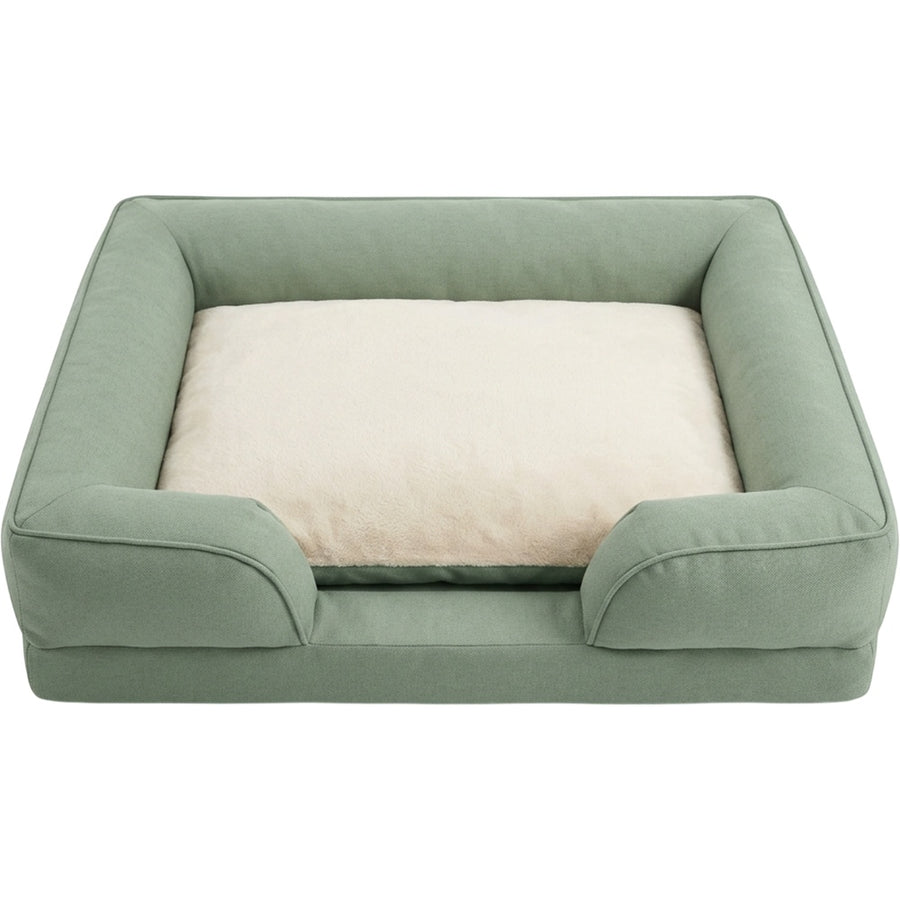 Fznex Large Three-Sided Bolster Dog Bed 105 x 75 cm Sage